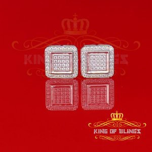 King 9766W-A19KOB Men's Elegant Square White Gold Sterling Silver Scre