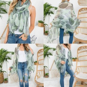 Dobbi HDF3667 Tropical Leaf Print Wrap Scarf (pack Of 1)