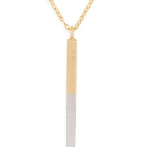 Dobbi HDNC2N202 Two Tone Bar Pendant Dainty Nekclace (pack Of 1)