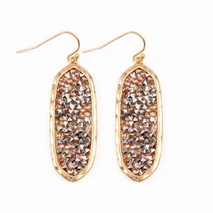 Dobbi E8318WPE Glitter Faceted Oval Drop Dangle Earrings By  ( Variety