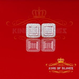 King 9719W-A15KOB Men's Elegant Square White Gold Sterling Silver Scre