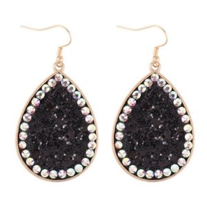 Dobbi KE7622 Teardrop Glitter With Rhinestone Hook Earrings (pack Of 1