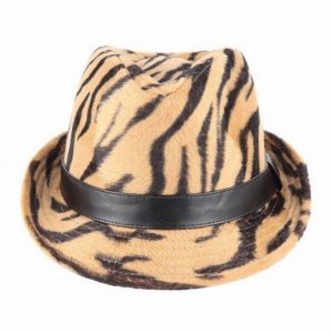 Dobbi 18019 Zebra Faux Fur Fedora Hat Withpu Band (pack Of 1)