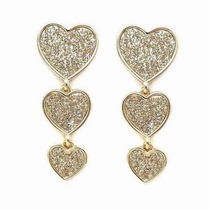 Dobbi KER4917 Trio Heart Drop With Glitter Earrings (pack Of 1)