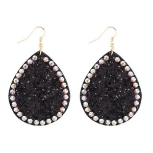 Dobbi KE7614 Teardrop Glitter With Rhinestone Hook Earrings (pack Of 1