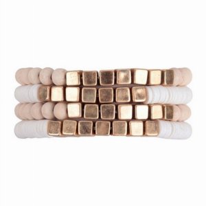 Dobbi JB2439 Wood Ccb Fimo 4 Rowithstretch Bracelet (pack Of 1)