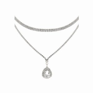 Dobbi 17798 Teardrop Rhinestone Bridal Chokercollar Necklace (pack Of 