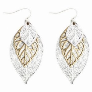 Dobbi HE2074 Two Tone Leaf Filigree Earrings (pack Of 1)