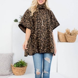 Dobbi EAPC9742 Turtle Neck Leopard Print Poncho (pack Of 1)