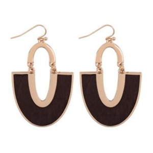 Dobbi ME20163 Wood Metal U-shape Earrings (pack Of 1)