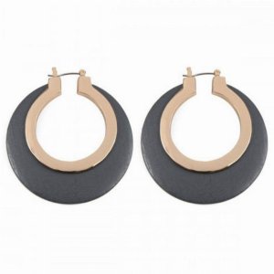 Dobbi MYE1028D Wood In Metal Hinge Hoop Earrings (pack Of 1)