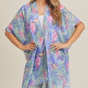 Dobbi MS0220 Tropical Flamingo Kimono (pack Of 1)