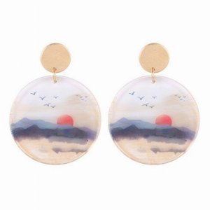 Dobbi JEB824 Watercolor Print Acrylic Round Drop Earrings (pack Of 1)