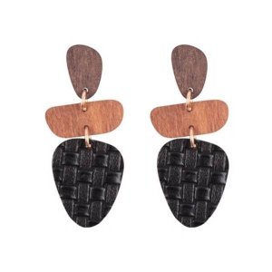 Dobbi ME20189 Wood Leather Textured 3 Link Earring (pack Of 1)