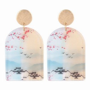 Dobbi JEB823 Watercolor Print Acrylic Drop Earrings (pack Of 1)