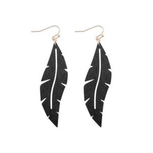 Dobbi ME20135 Wood Thin Leaf Drop Earrings (pack Of 1)