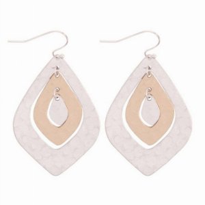 Dobbi ME4788 Two Tone Hammerred Marquise Shape Earrings (pack Of 1)