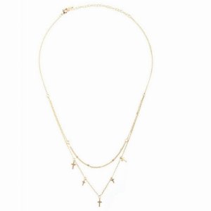 Dobbi INA842 Two Layered Necklace With Cross (pack Of 1)