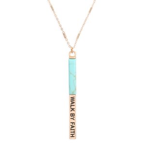 Dobbi MYN1424 Walk By Faith Half Metal Stone Bar Necklace (pack Of 1)