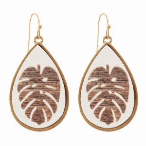 Dobbi CE2787 Wood Lasercut Fish Hook Teardrop Earrings (pack Of 1)