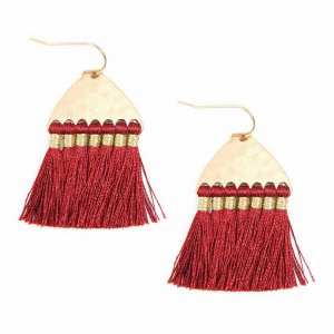 Dobbi B2E2783D Thread Tassel With Hammered Metal Hook Earrings (pack O