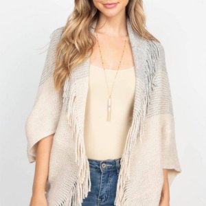 Dobbi HDF2100 Three Tone Ribbed Fringe Cardigans (pack Of 1)