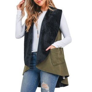 Dobbi PN353X090 Two Tone With Pocket Kimono Vest (pack Of 1)