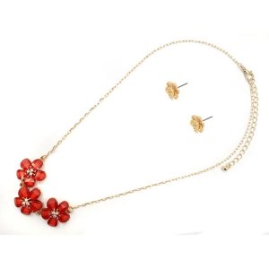 Dobbi KNE6672 Trio Glass Flower Link Necklace Set (2 Piece Set) (pack 