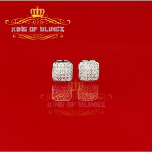 King 9761W-A12KOB Men's Elegant Square White Gold Sterling Silver Scre