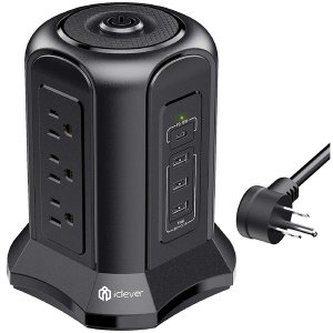 Iclever(r) F01-1982A-02 10ft 4usb-ac Twr Srg Blk