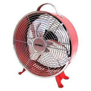 Optimus F-6310RD 10in Retro Drum Fan Red