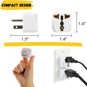 Bates B08P2HT2N7 Bates- Universal To American Outlet Plug Adapter, 2 P