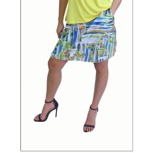 Island SH011-1210-P2 2 Tier Skort With Side Seam Pockets And Elasticiz