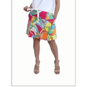 Island SH011-90124 2 Tier Skort With Side Seam Pockets And Elasticized