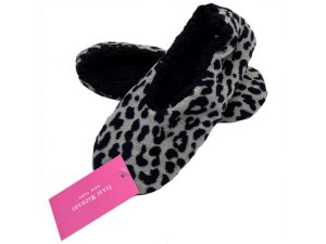 Bulk SK270 Isaac Mizrahi Leopard Sherpa Lined Slippers Size Large