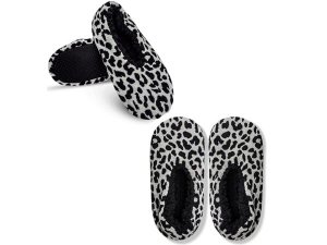 Bulk SK269 Isaac Mizrahi Leopard Sherpa Lined Slippers Size Medium