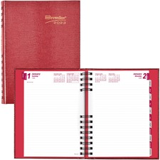 Dominion RED CB389CRED Brownline Coilpro Daily Hard Cover Planner - Da