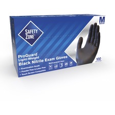 The SZN GNPRMDBK Safety Zone Powder Free Black Nitrile Gloves - Medium