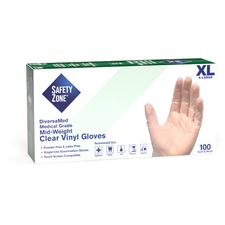 The SZN GVEPXL1C Safety Zone Powder Free Clear Vinyl Gloves - X-large 