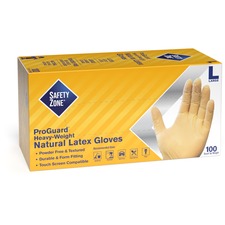 The SZN GRPRLG1T8 Safety Zone Powder Free Natural Latex Gloves - Polym