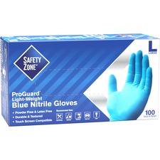 The SZN GNPRLG1A Safety Zone Powder Free Blue Nitrile Gloves - Large S