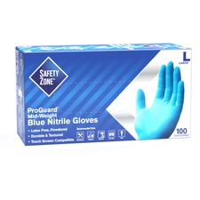 The SZN GNDRLG1M Safety Zone Powdered Blue Nitrile Gloves - Large Size