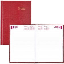 Dominion RED CB389RED Brownline Daily Planner - Daily - 1 Year - Janua