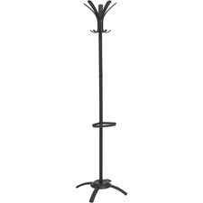 Alba ABA PMCLEON Alba Black Coat Stand - 10 Pegs - For Coat, Umbrella,