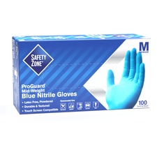 The SZN GNDRMD1M Safety Zone Powdered Blue Nitrile Gloves - Medium Siz