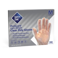 The SZN GDPEMD Safety Zone Clear Powder Free Polyethylene Gloves - Med