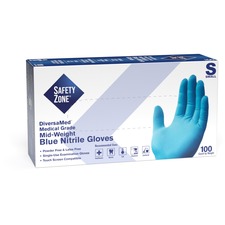 The SZN GNEPSM1 Safety Zone Powder Free Blue Nitrile Gloves - Small Si