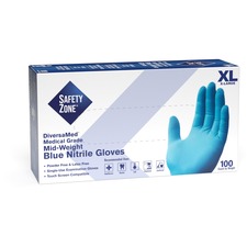 The SZN GNEPXL1 Safety Zone Powder Free Blue Nitrile Gloves - X-large 