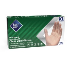 The SZN GVP9XLHH Safety Zone Powder Free Clear Vinyl Gloves - X-large 