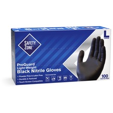 The SZN GNPRLGBK Safety Zone Powder Free Black Nitrile Gloves - Large 